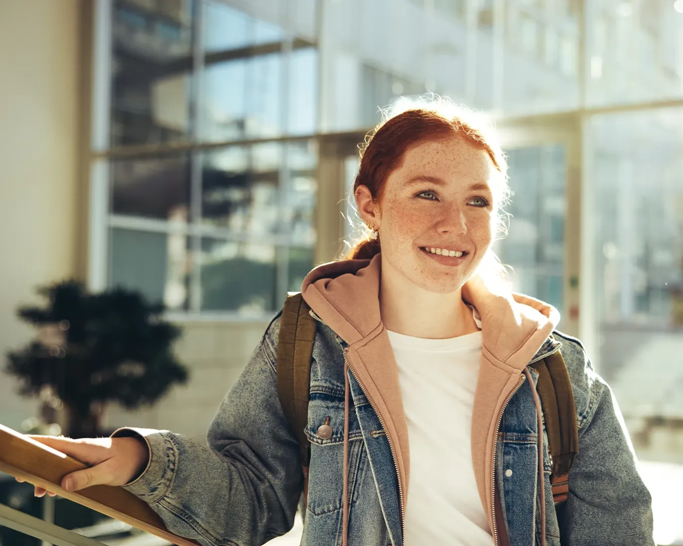 A girl standing at an IELTS test center